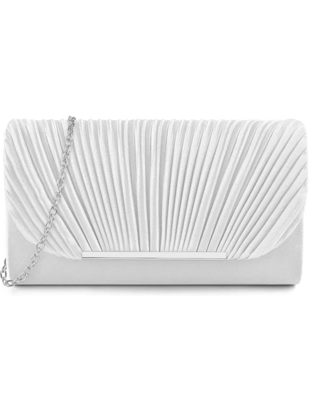 Women's White Clutch Purse Evening Envelope Wedding Crossbody Shoulder Bag
